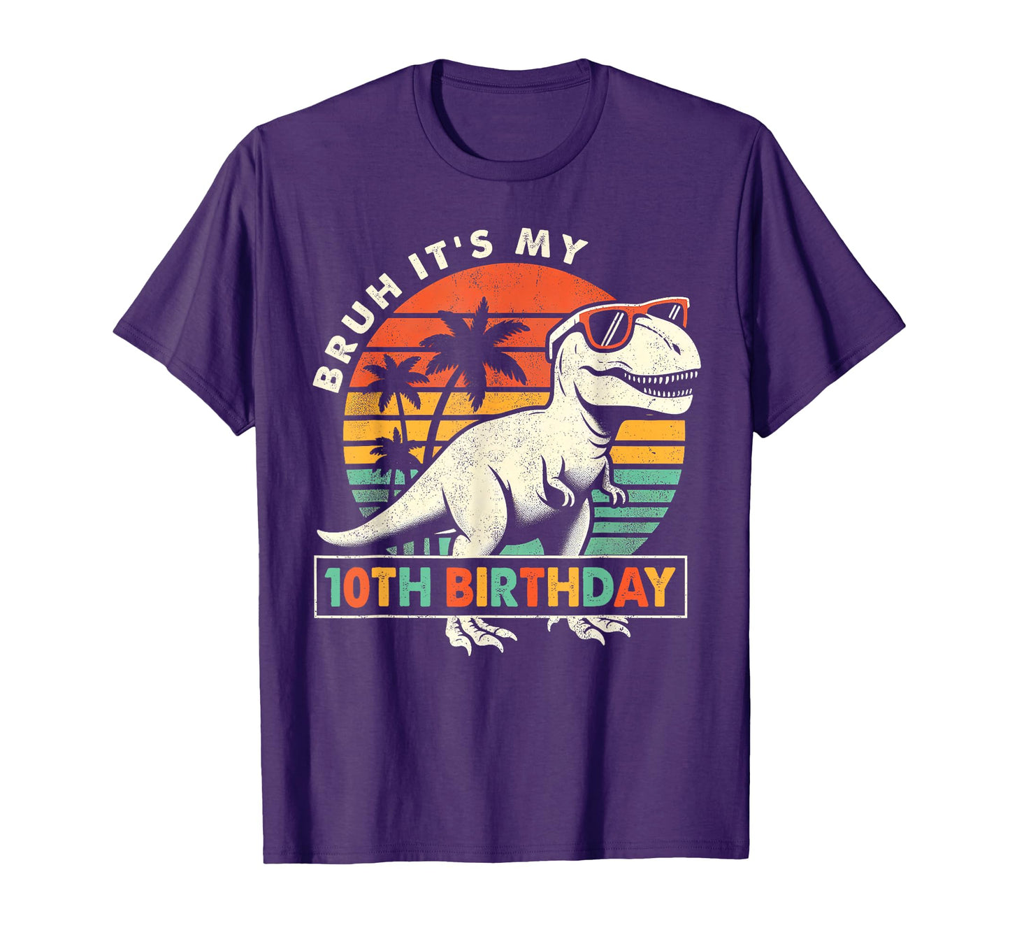 Bruh It's My 10th Birthday Dinosaur T Rex 10 Year Old Boys T-Shirt
