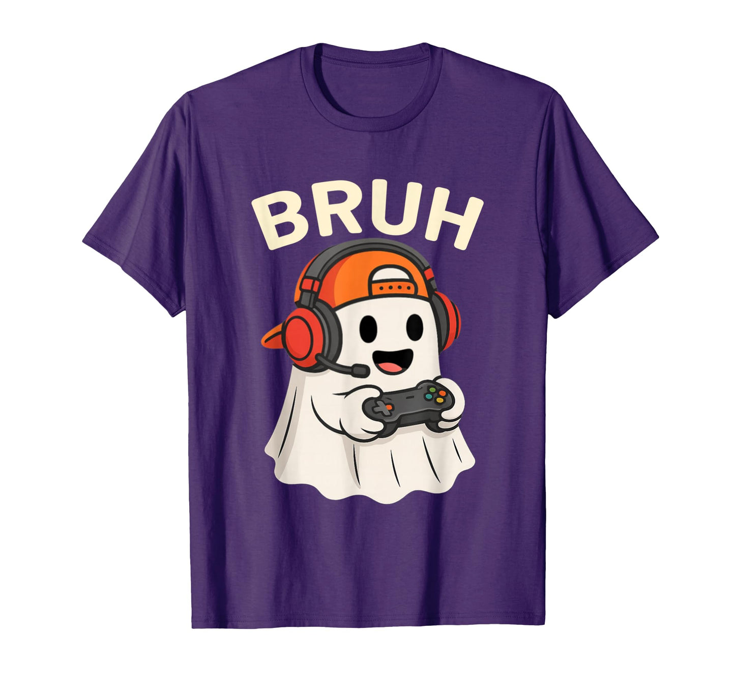 Bruh Halloween Ghost Gamer Funny Video Gaming Boys Men Kids T-Shirt