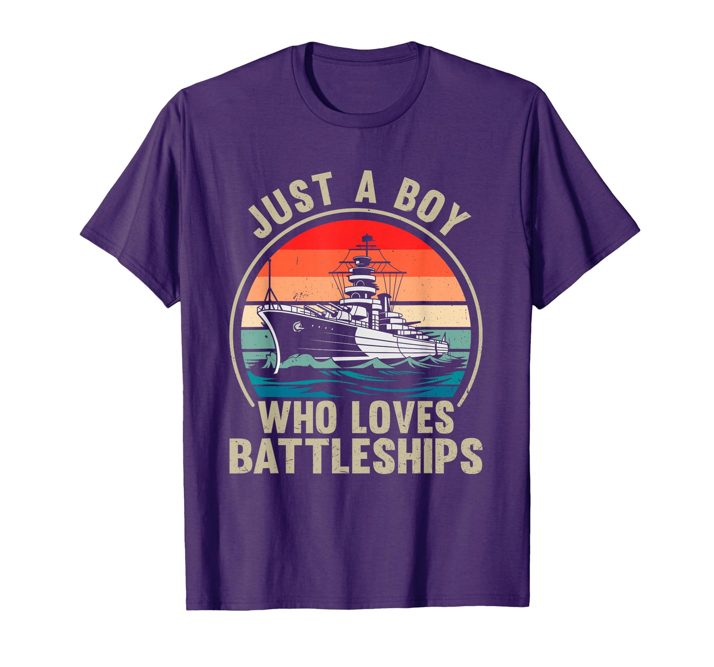 Just A Boy Who Loves Battleships Vintage Patriotic Military T-Shirt