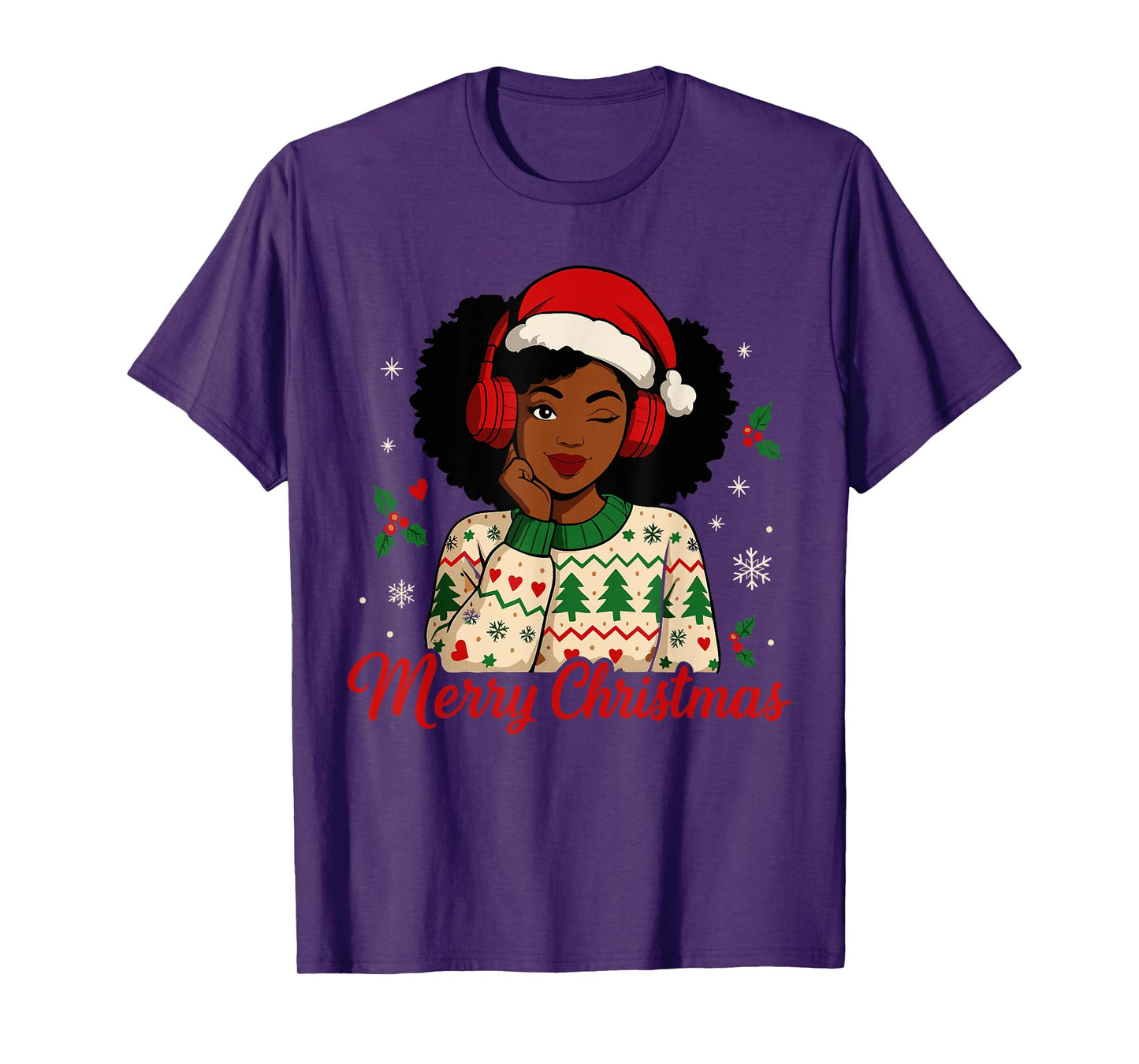 Ugly Christmas African Costume for Girls, Black Mrs Santa T-Shirt