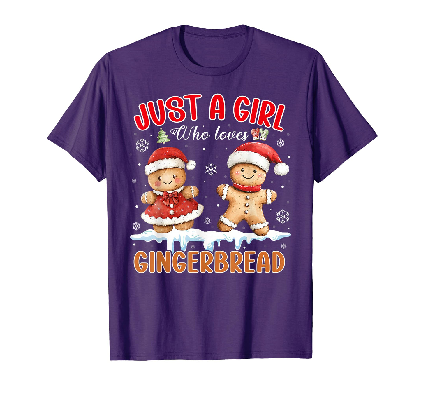 Christmas Just A Girl Who Loves Gingerbread Man Xmas Pajamas T-Shirt