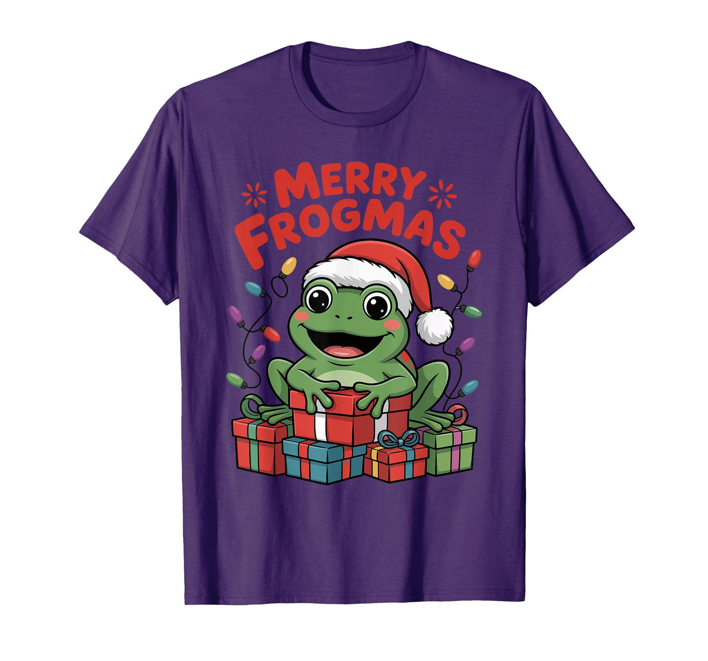Frog Santa Hat Christmas Design Funny Animal Lovers Holiday T-Shirt
