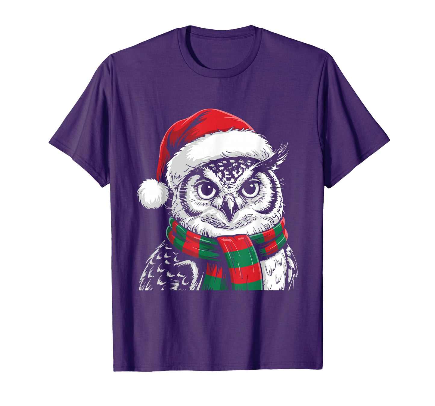 Owl Xmas Santa Hat Scarf Christmas Costume T-Shirt