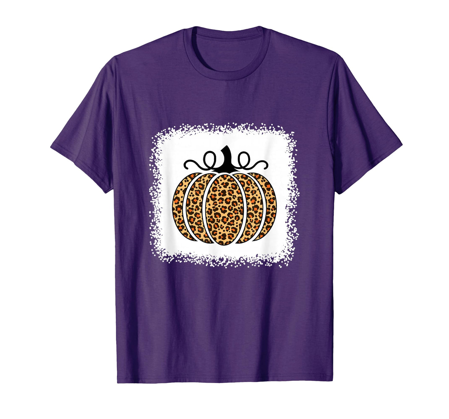 Halloween Pumpkin Bleached Leopard Print for Women Teen Girl T-Shirt