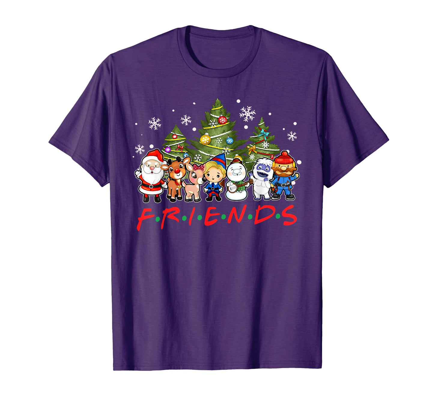 Christmas Santa Friends Rudolph Snowman Family Xmas Holiday T-Shirt