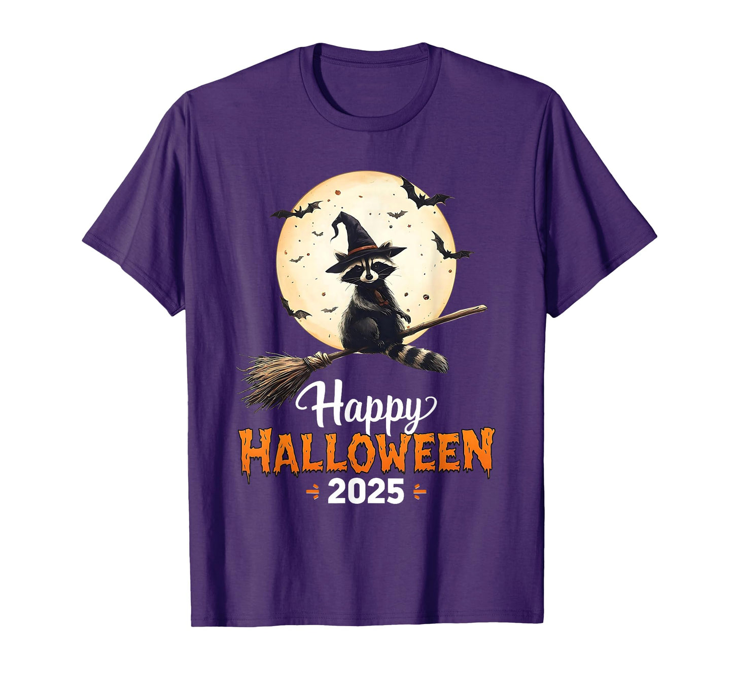 Funny Witch Raccoon Candy Spooky Ghost Halloween Costume T-Shirt