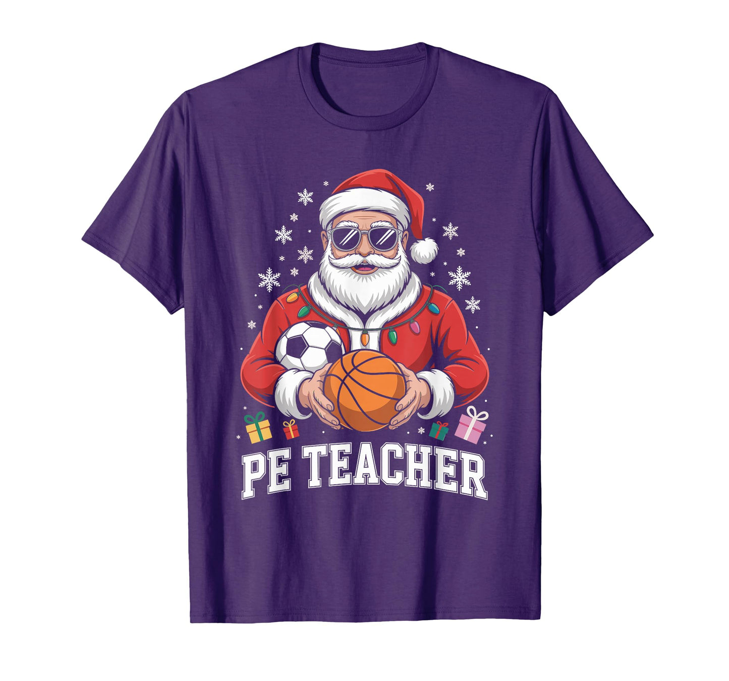 PE Teacher Christmas Santa Physical Education Xmas T-Shirt