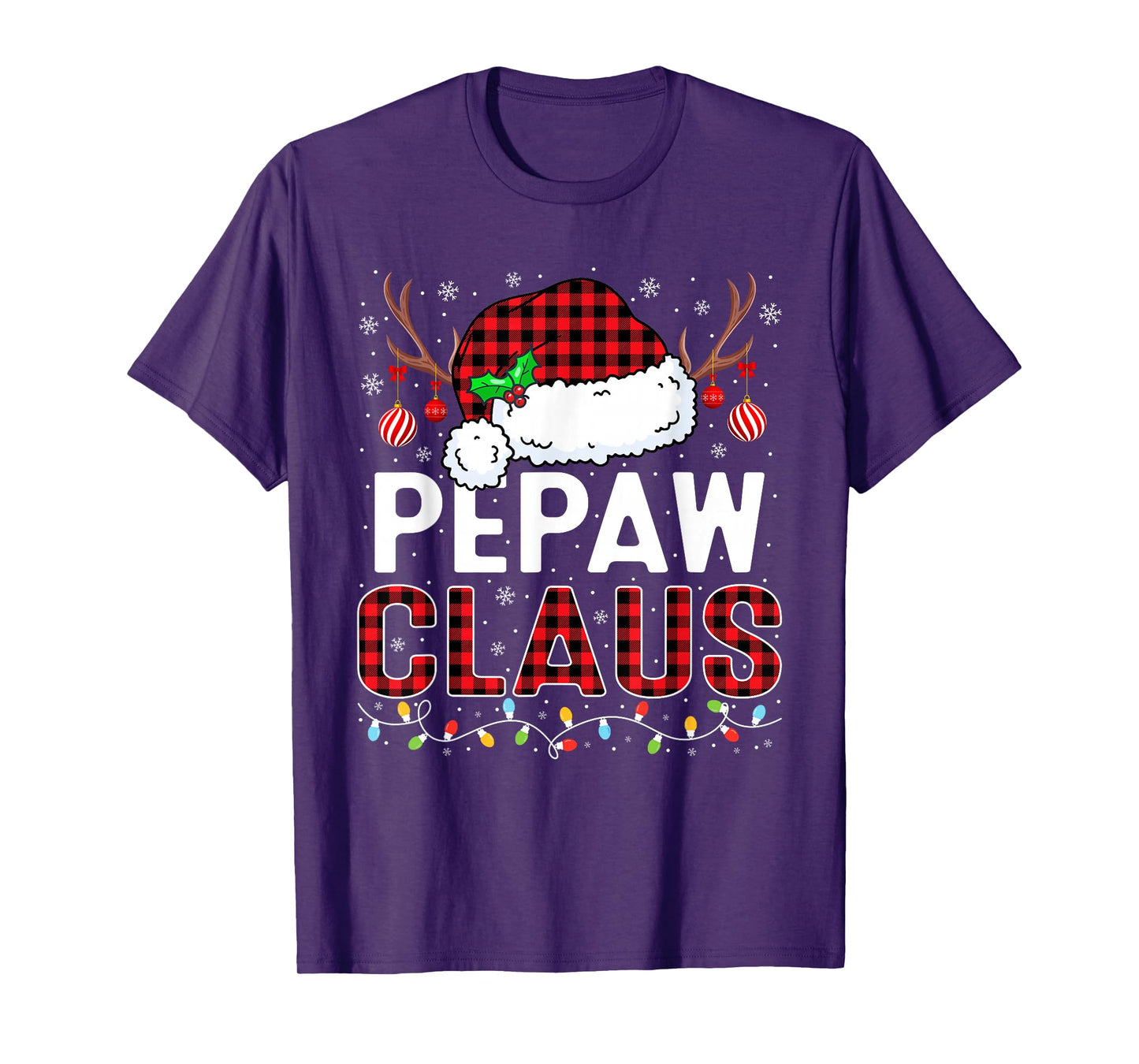 Christmas Lights Pepaw Claus Family Matching Xmas Pajama T-Shirt
