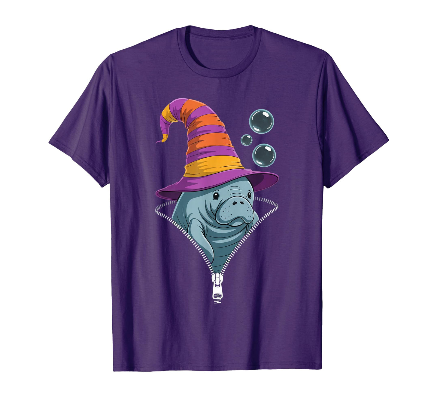 Funny Manatee Peeking Out Zipper Halloween Costume T-Shirt