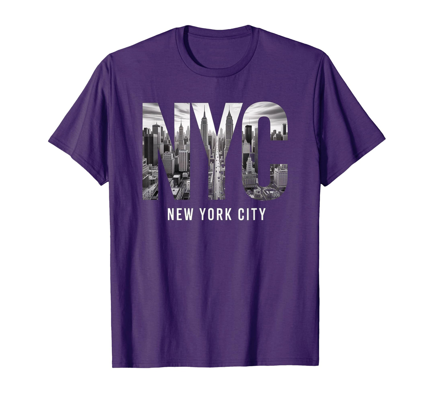 New York City Skyline Black and White Modern Typography T-Shirt