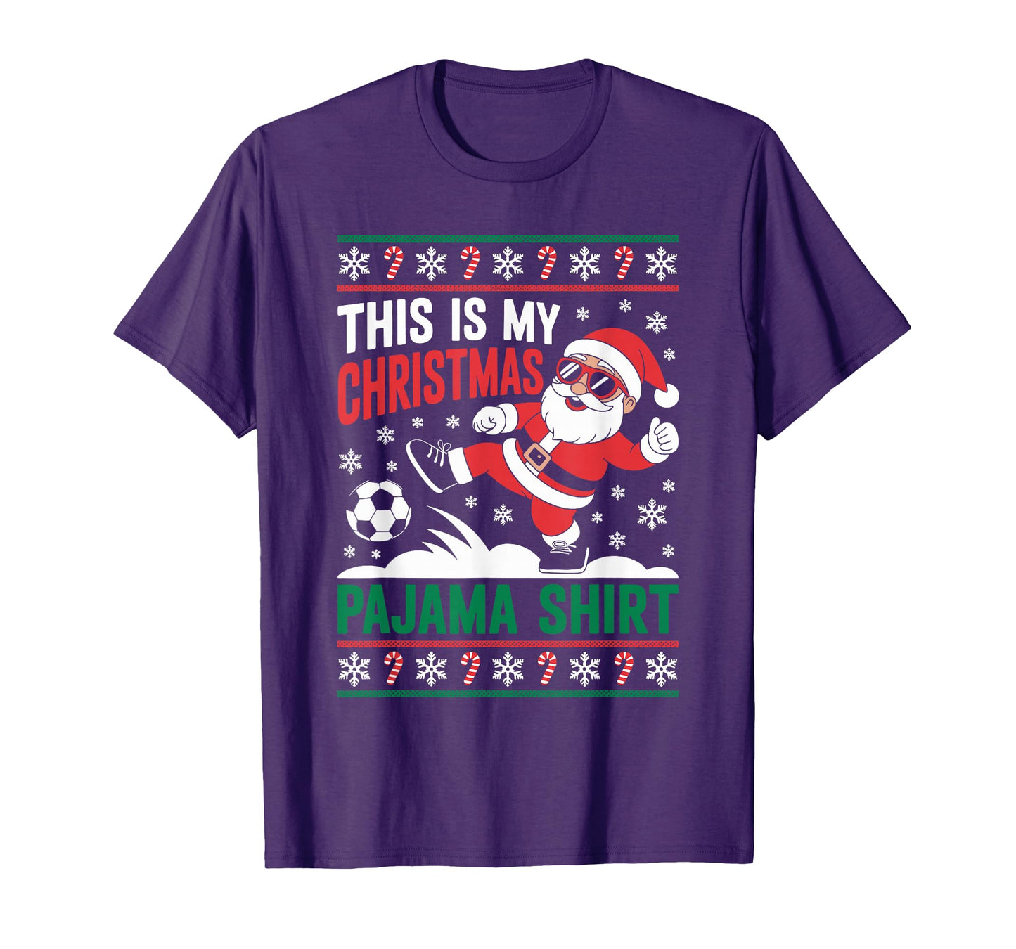 Santa Claus Soccer Player Ugly Christmas Sweater Kids Men T-Shirt