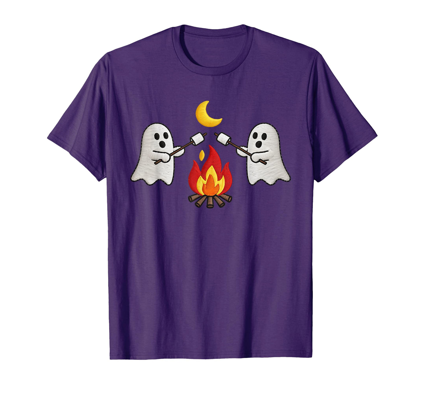 Ghost Campfire Camping Lover Embroidered Halloween Costumes T-Shirt