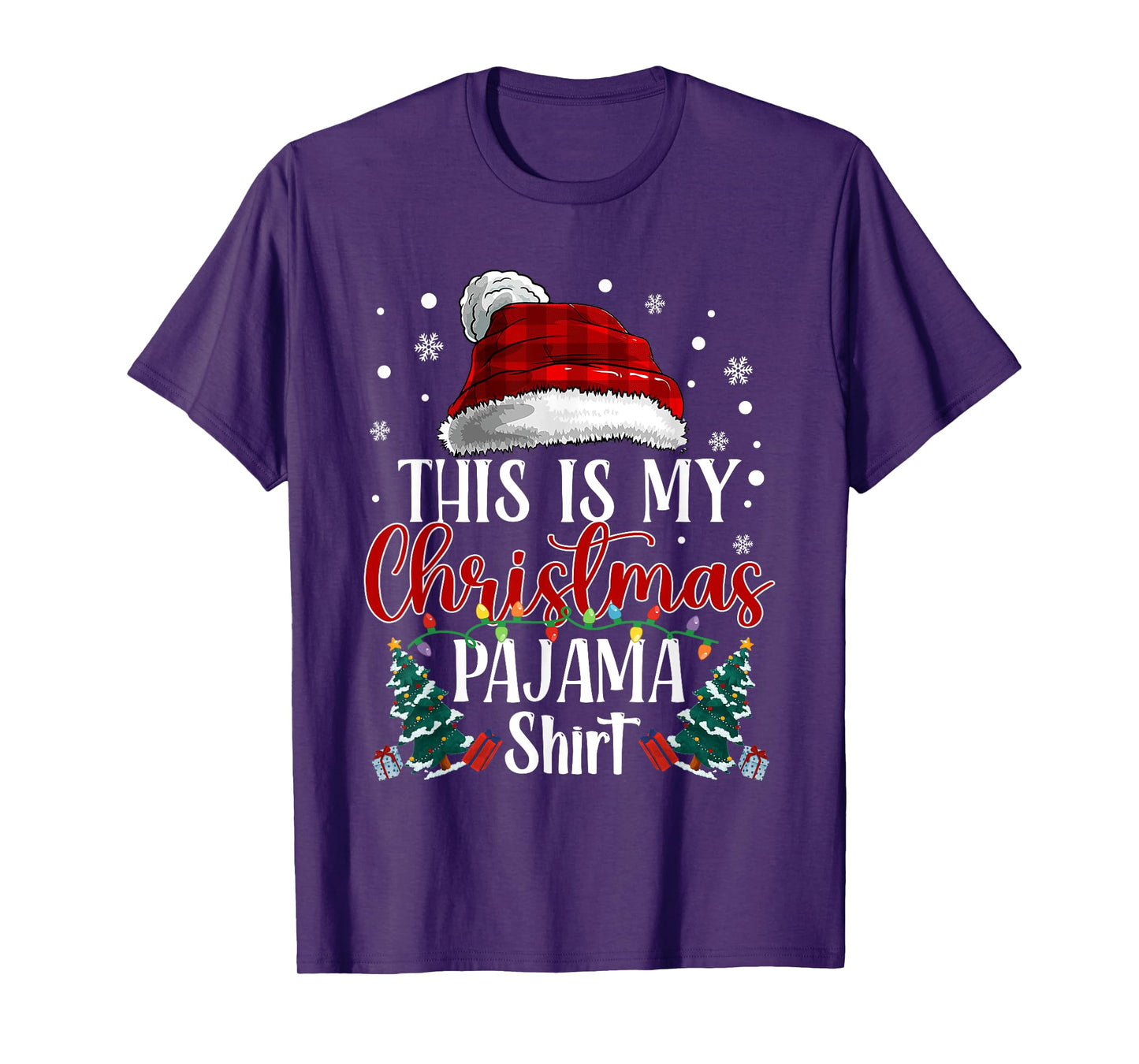 This is My Christmas Pajama Shirt Santa Hat Buffalo Plaid T-Shirt