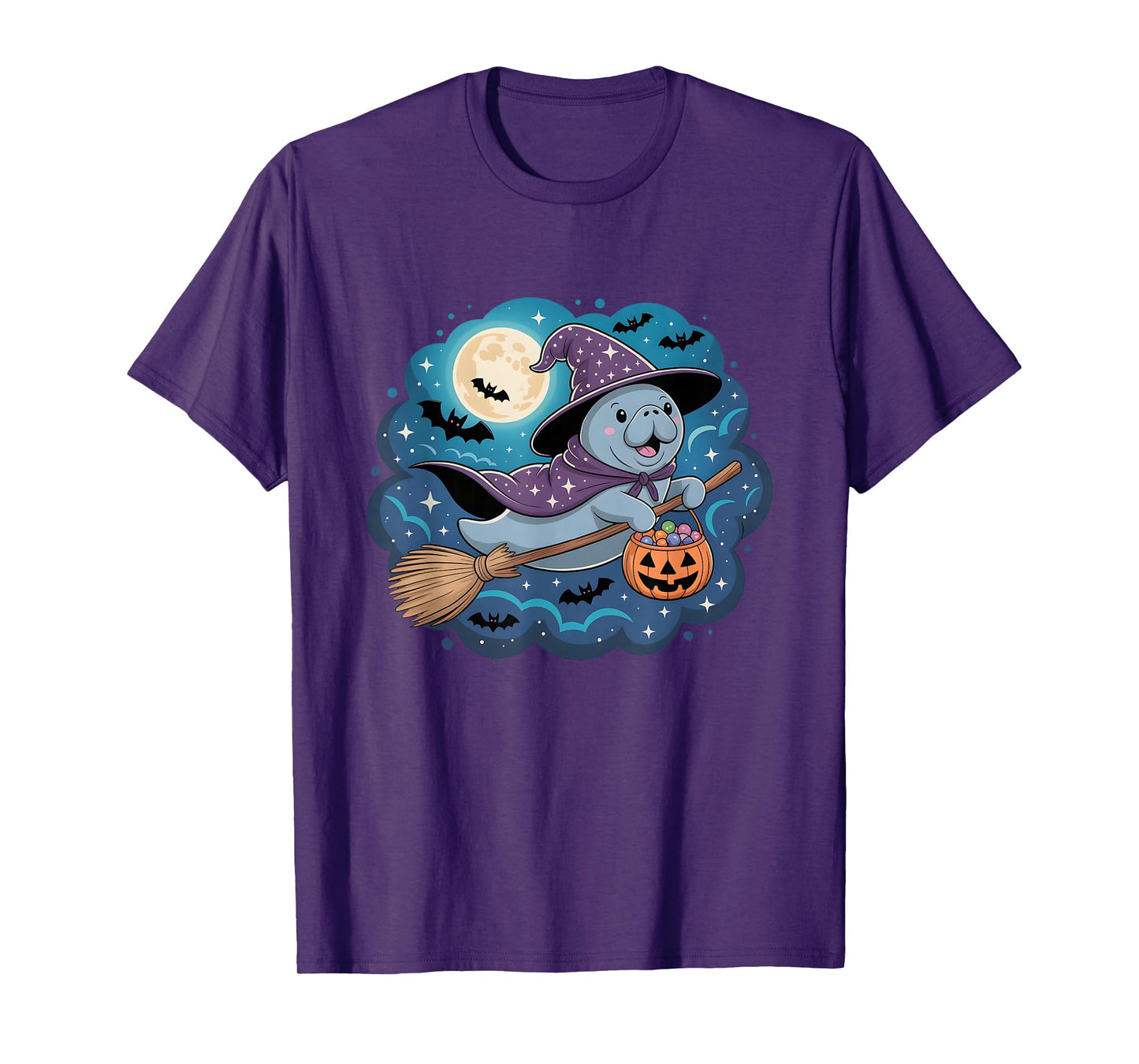 Cute Manatee Witch Halloween Funny Halloween Animal T-Shirt