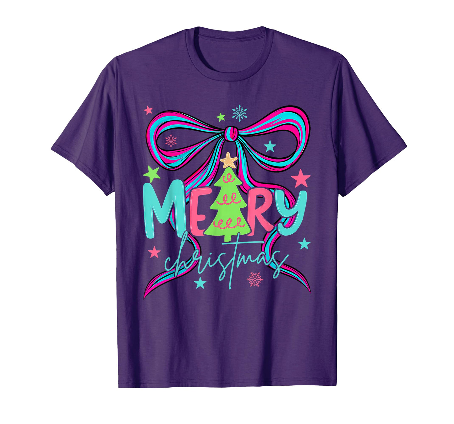 Brushstroke Coquette Merry Christmas Tree Men Women Kids T-Shirt