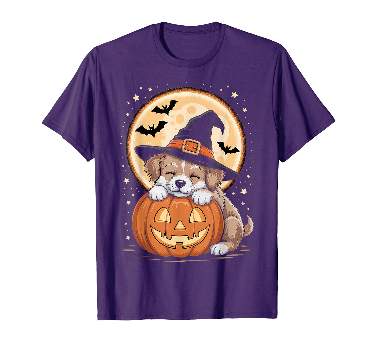 Halloween Puppy Dog Witch Hat Pumpkin Spooky T-Shirt