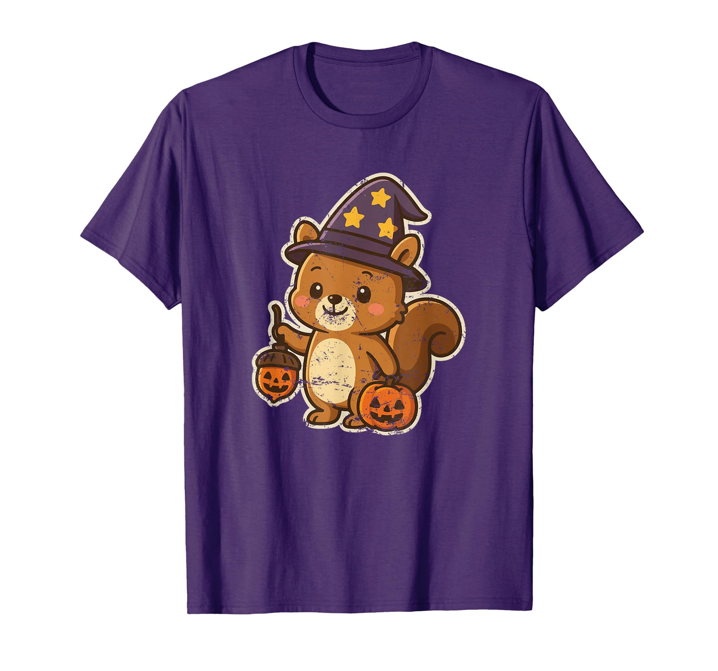 Witch Squirrel with Pumpkin Lantern T-Shirt