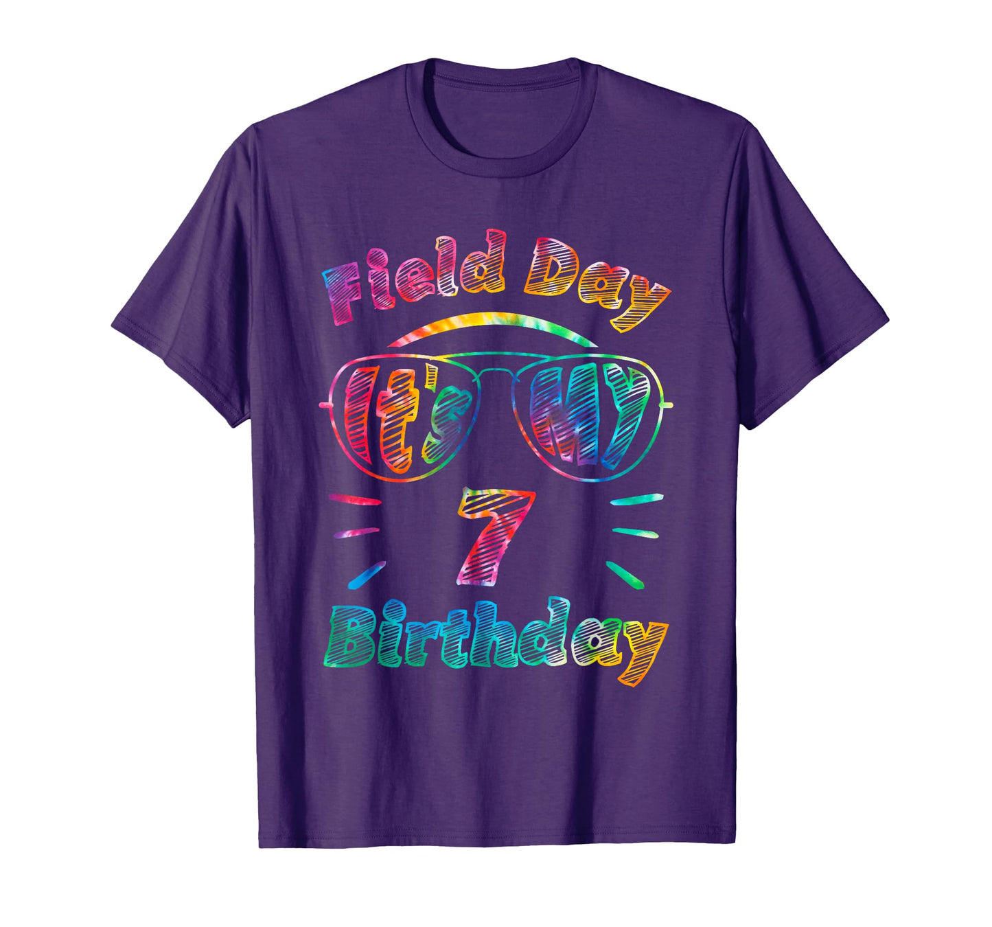 Field Day Is My 7th Birthday Seven Birthday Kids Tie Dye T-Shirt
