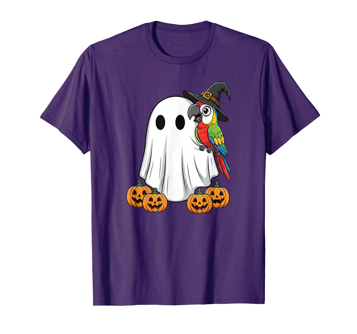 Funny Ghost Parrot Pumpkin Halloween Kids Mens Womens T-Shirt