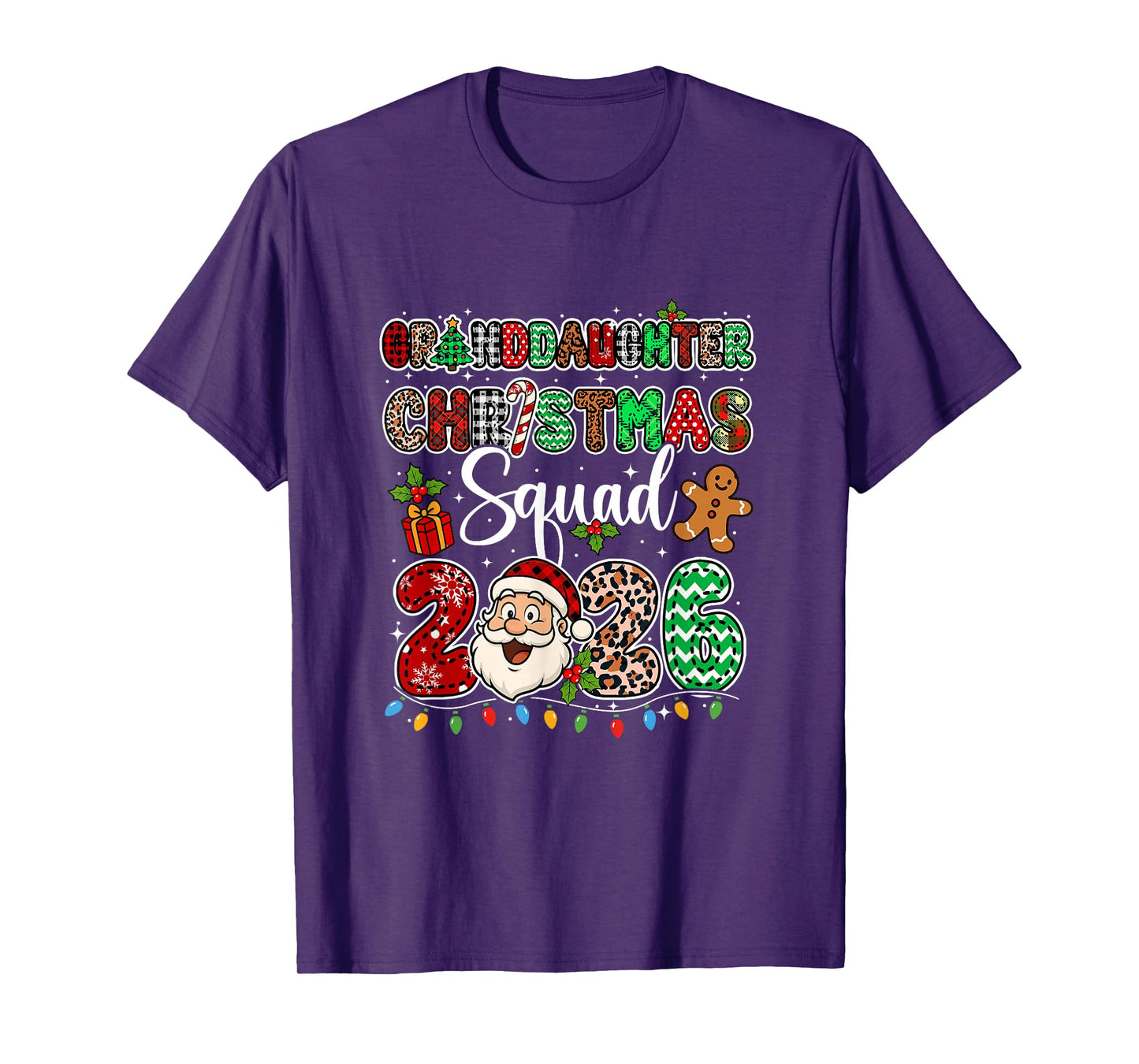 Grandddaughter Christmas Crew 2026 Leopard Santa Family T-Shirt