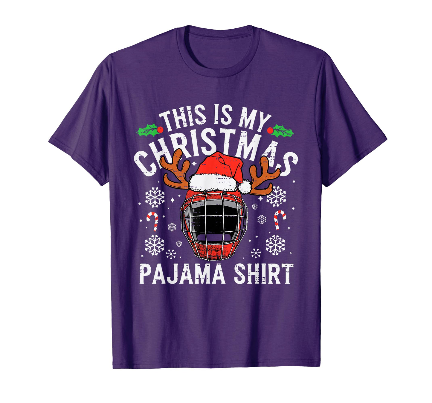 This Is My Hockey Christmas Pajama Shirt Sport Men Boys Kids T-Shirt