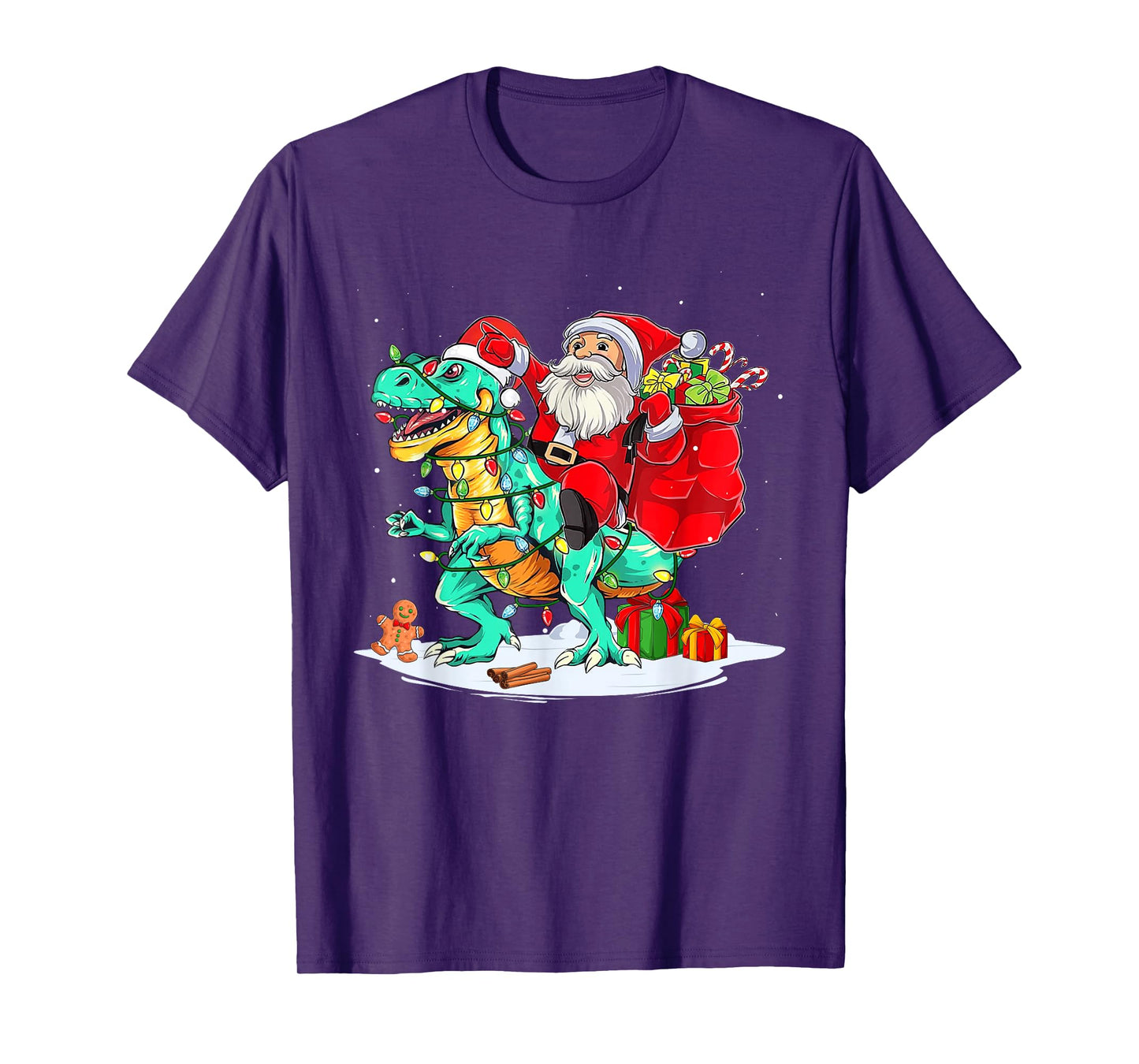 Santa Riding Dinosaur T rex Christmas Xmas Boys Kids Men T-Shirt