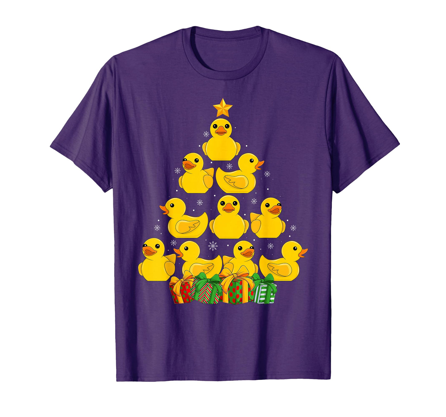 Rubber Duck Christmas Tree Pajamas Santa Hat Duck Xmas Decor T-Shirt