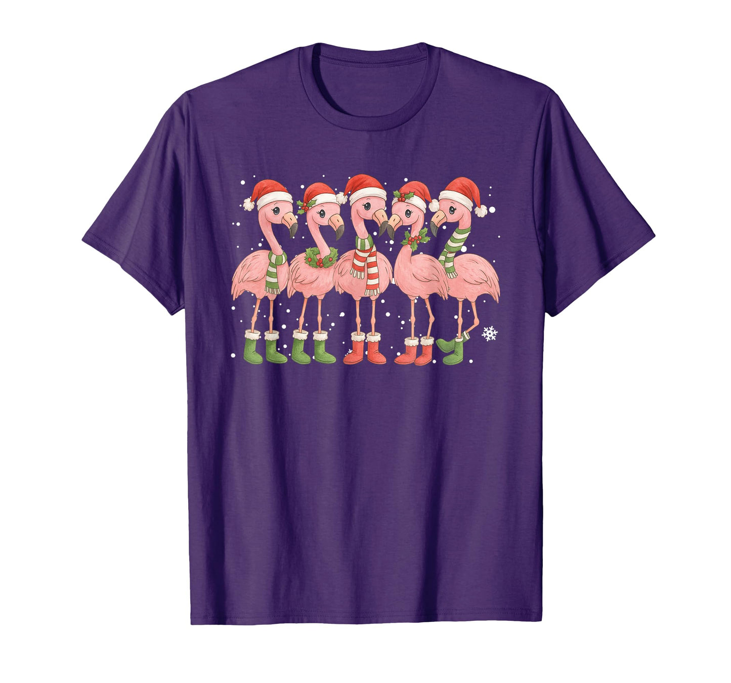 Funny Flamingo Santa Hat Christmas Holiday Family Pajama T-Shirt