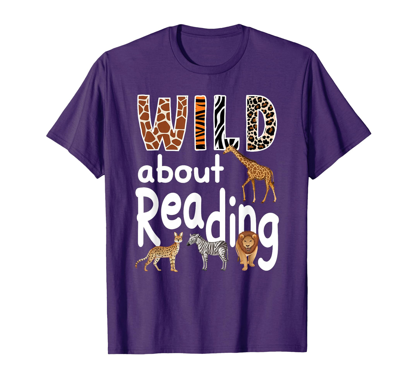 Zoo Animals Wild About Reading Books Reader Lover Librarian T-Shirt