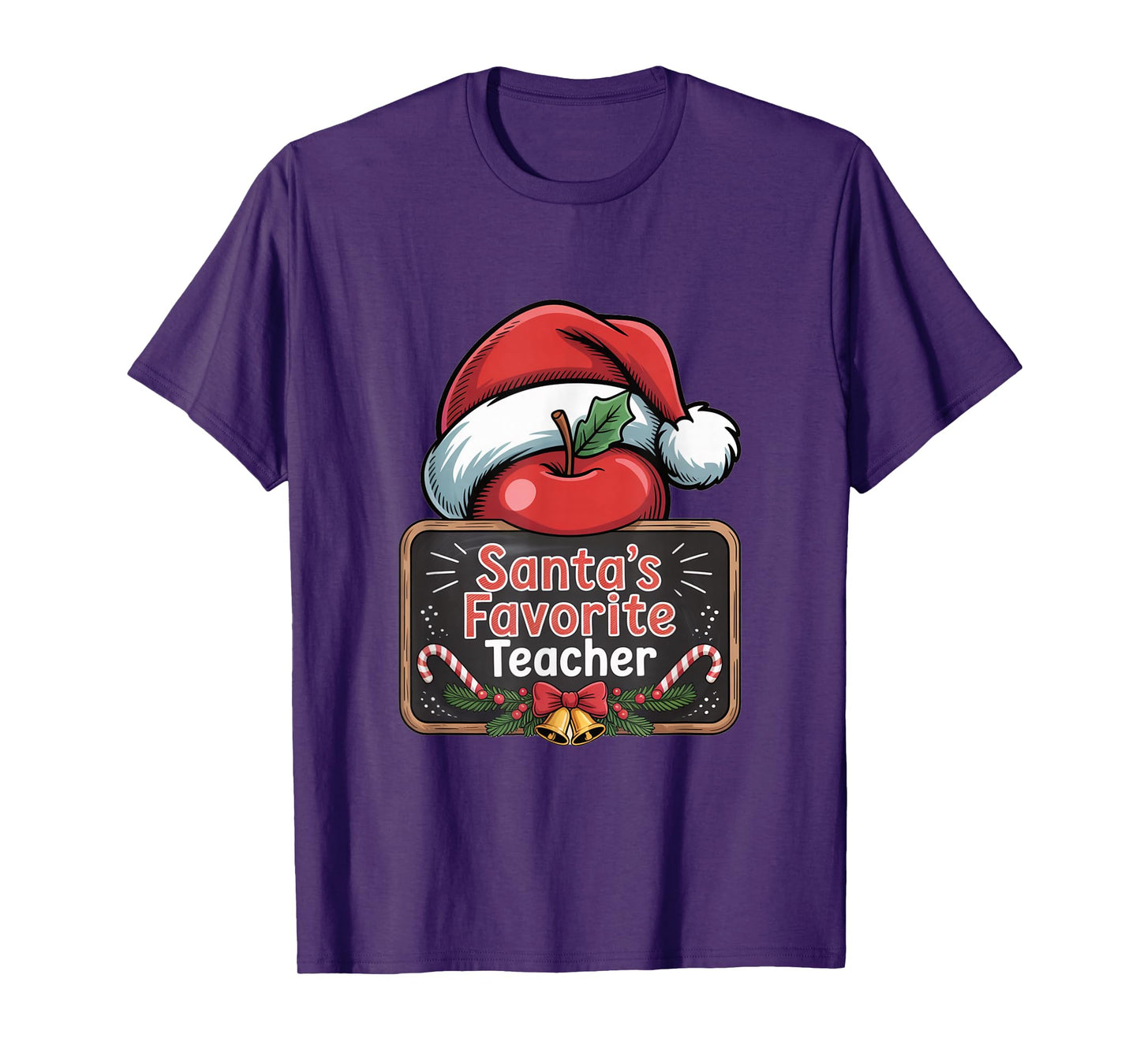 Santa’s Teacher Apple Christmas Design T-Shirt
