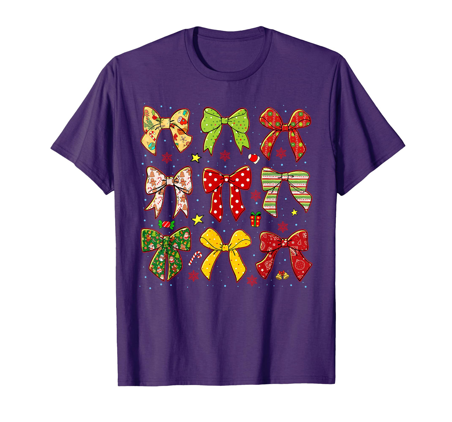 Retro Christmas Coquette Bow Santa Girl Women Kid T-Shirt