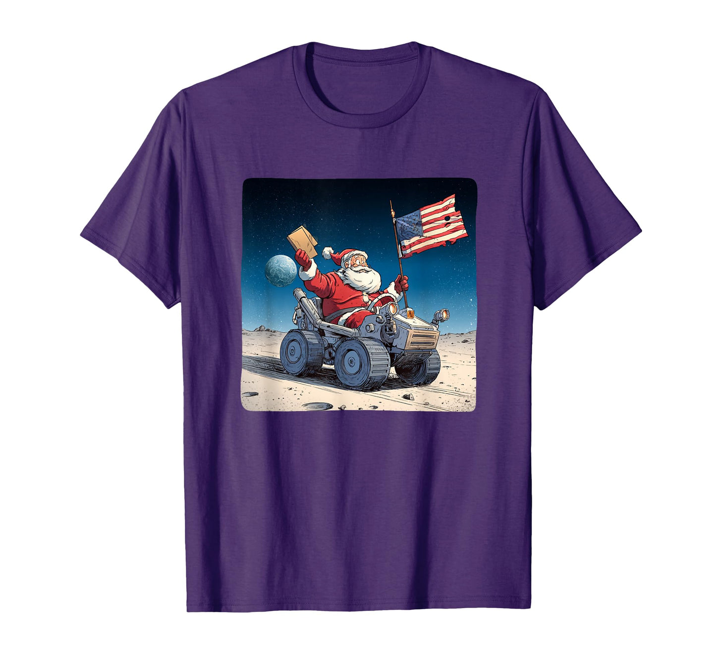 Funny Christmas on Moon with Santa Vehicle Costume T-Shirt