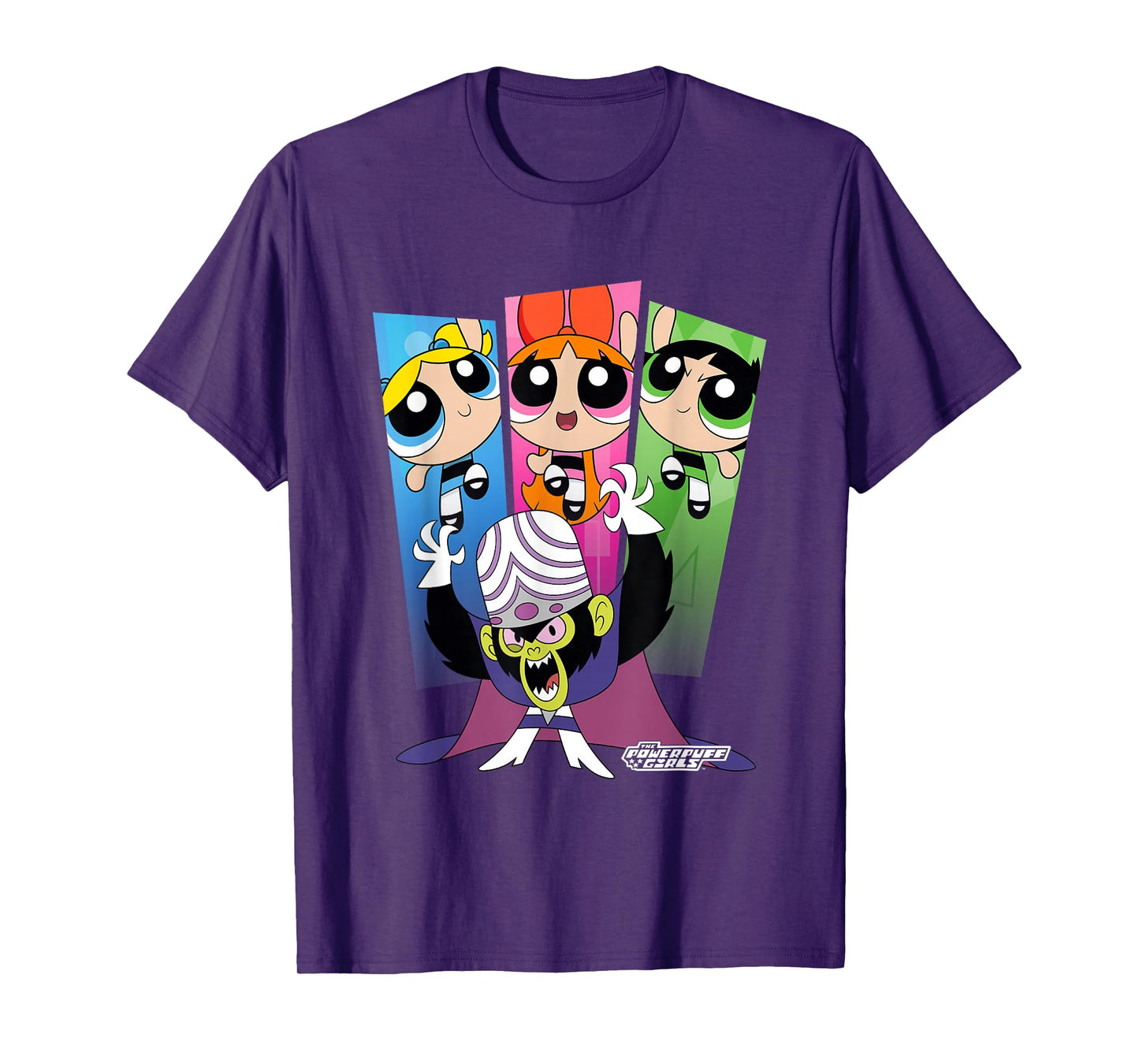 The Powerpuff Girls Mojo JoJo Group Shot Big Chest Panels T-Shirt