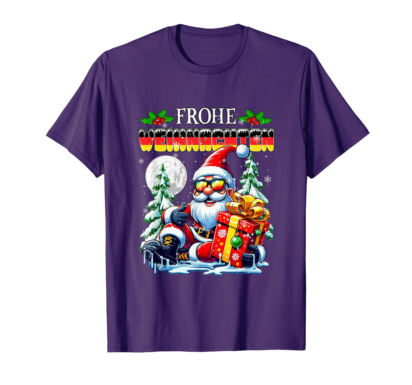 Frohe Weihnachten Merry Xmas Santa Sunglasses German Flag T-Shirt