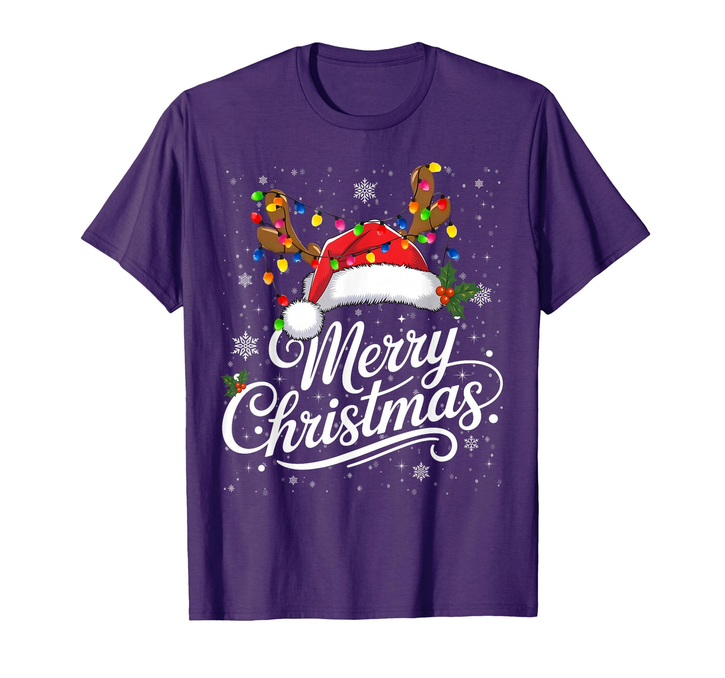 Merry Christmas Red Santa Hat Reindeer Family Xmas Men Women T-Shirt
