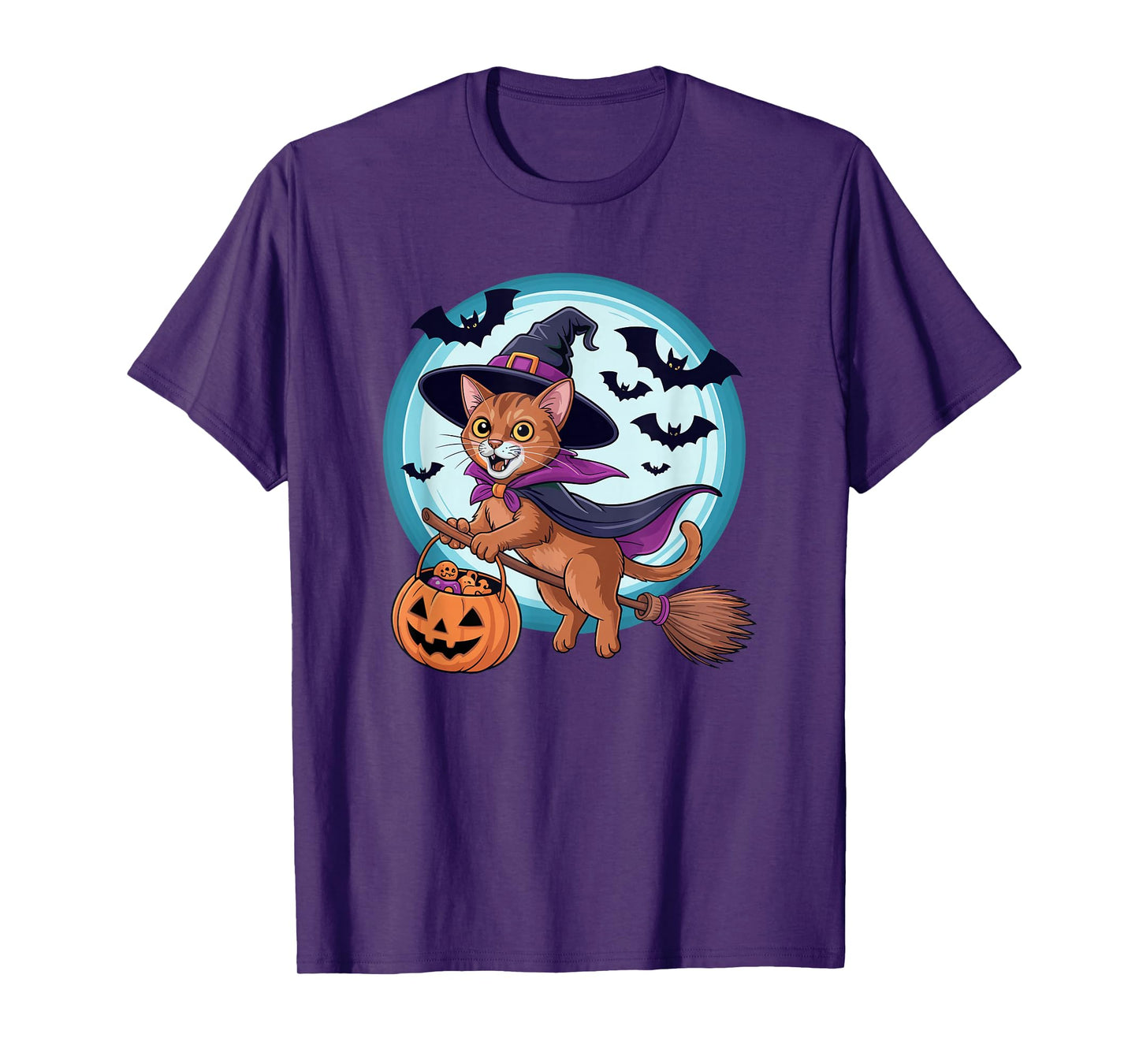 Halloween Witch Abyssinian Moon Abyssinians T-Shirt