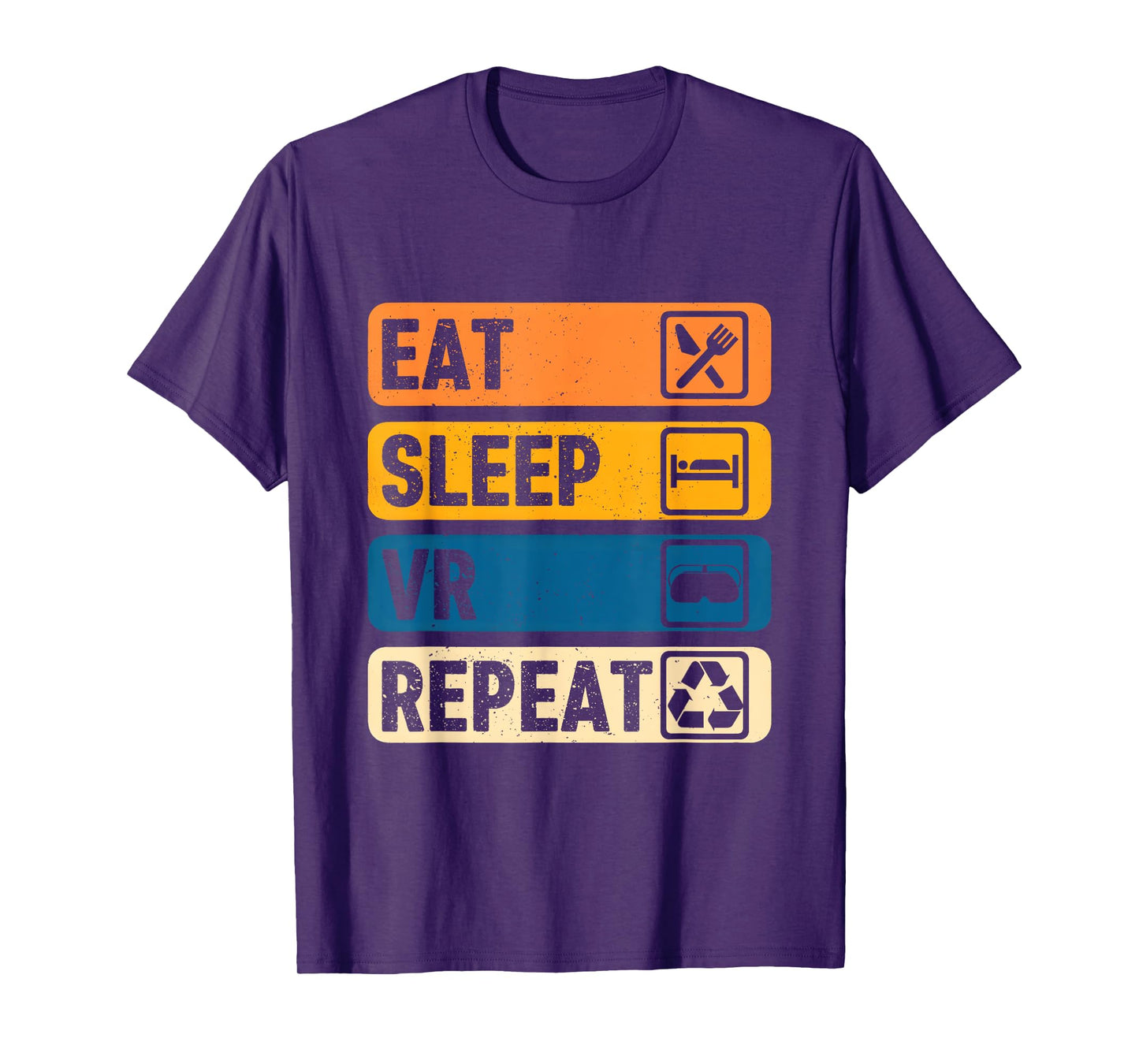 Eat Sleep VR Repeat Vintage Gamer Gaming Virtual Reality T-Shirt