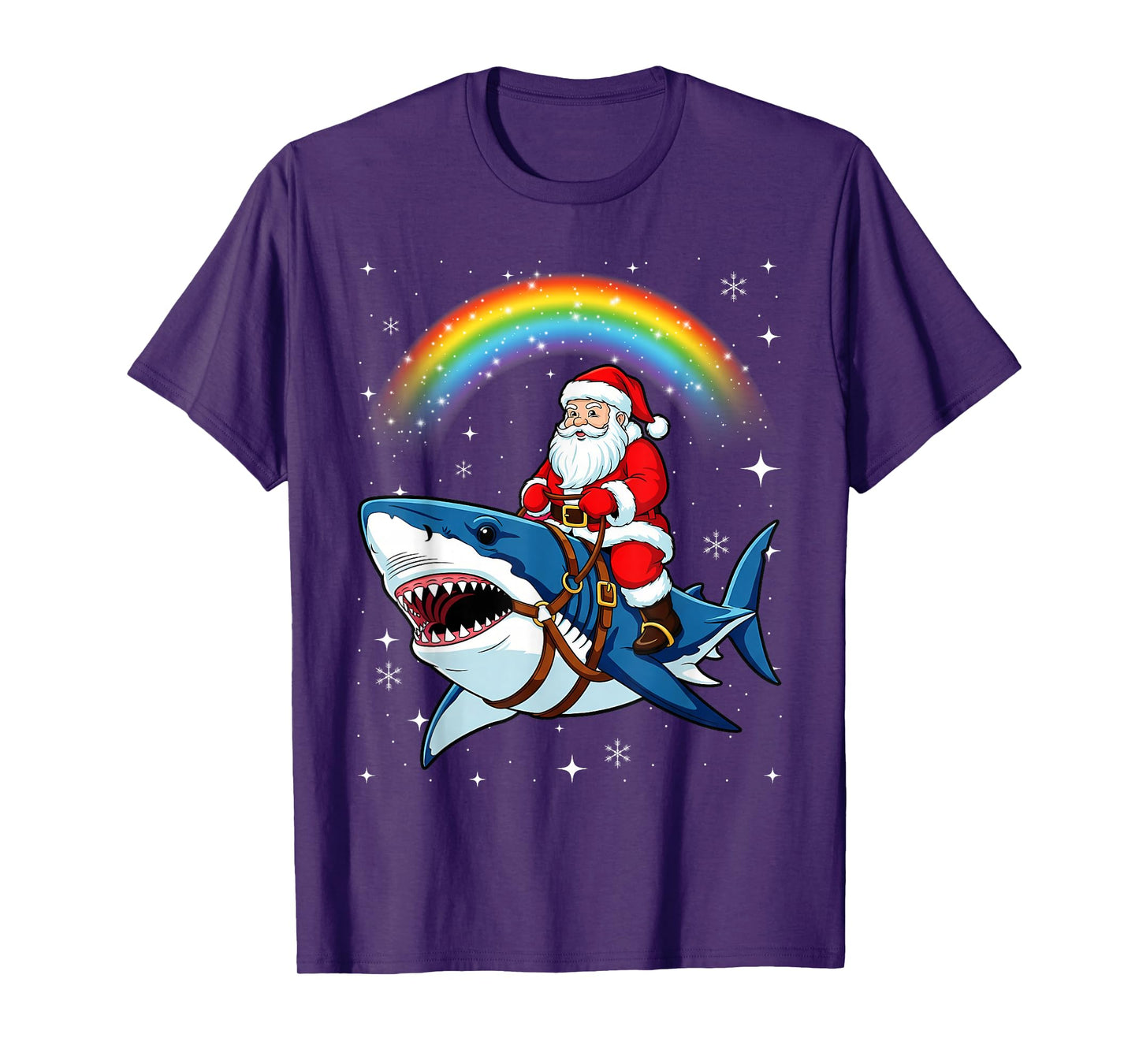 Santa Claus Riding Shark Christmas Boys Merry Sharkmas Xmas T-Shirt