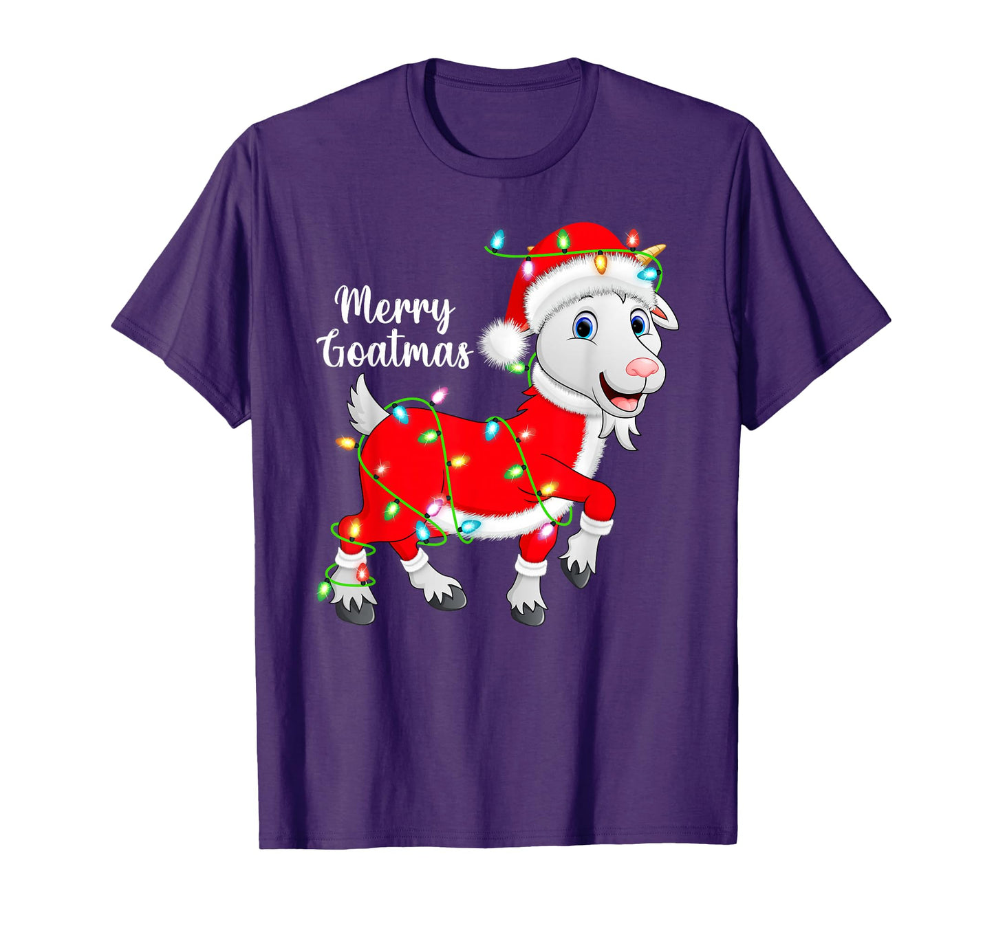 Goat Xmas Lights Funny Santa Costume Goat Christmas T-Shirt
