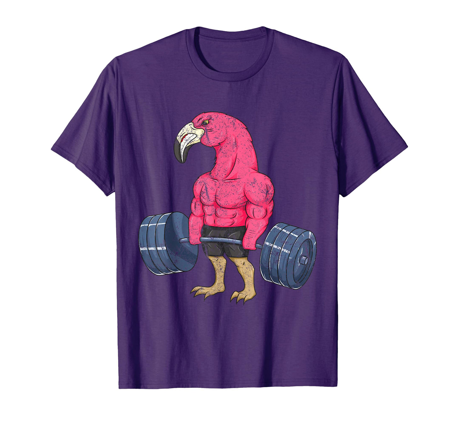 Vintage Flamingo Weightlifting Bodybuilder Muscle Fitness T-Shirt