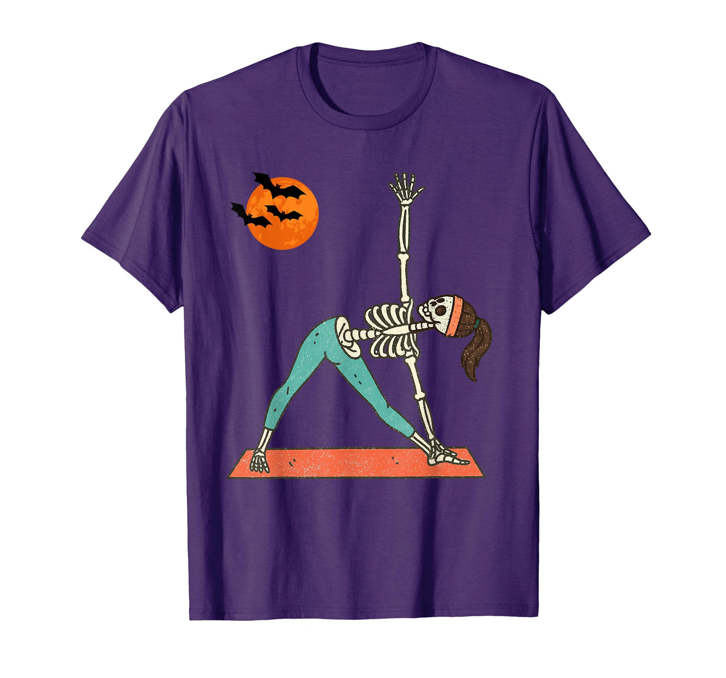 Vintage Halloween Skeleton Yoga Funny Spooky Costume T-Shirt