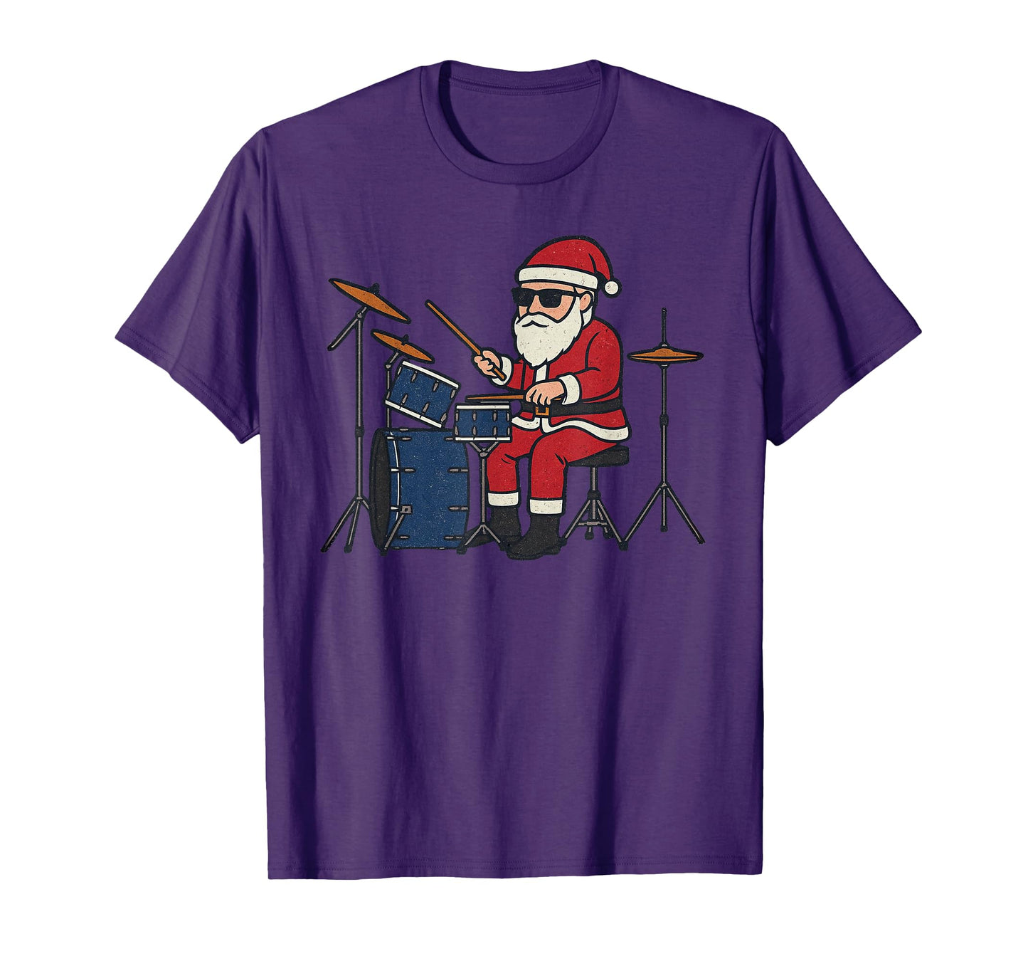 Santa Playing Drums Christmas Vintage Drummer Xmas T-Shirt