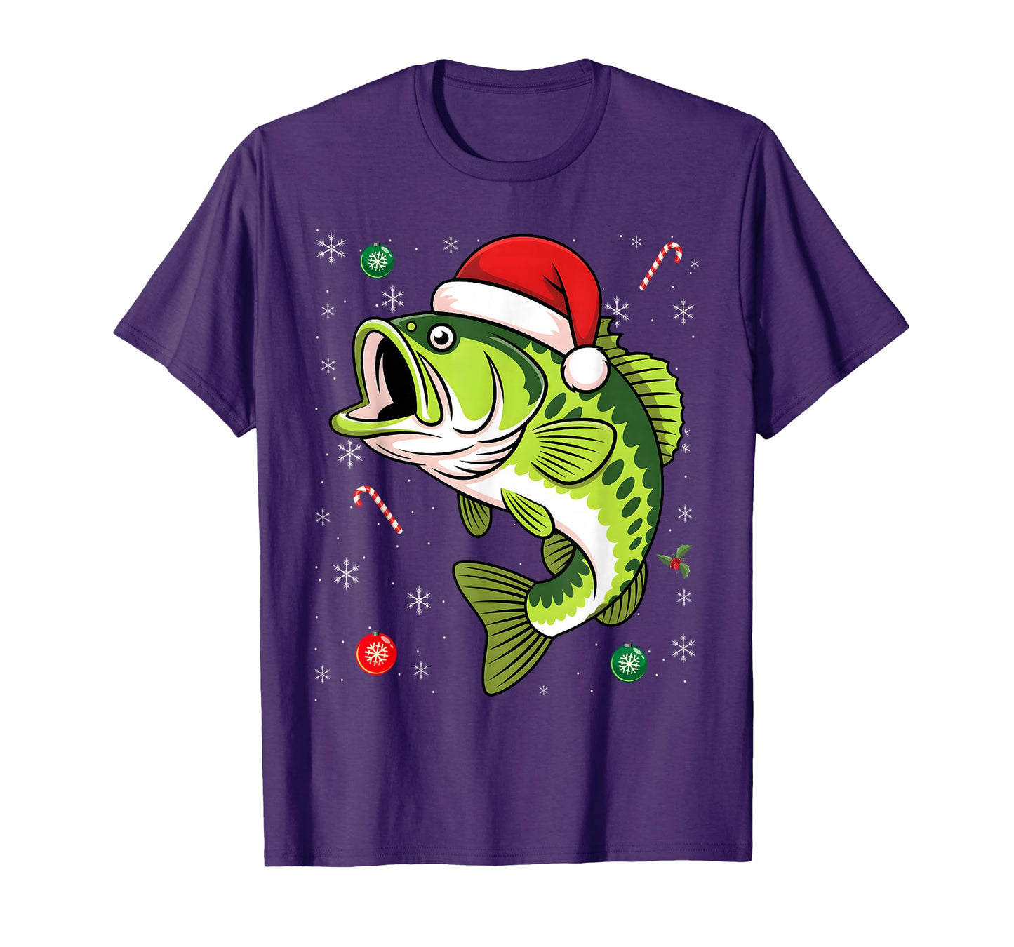 Bass Fishing Christmas Pajama Fish Santa Fisherman Angler T-Shirt