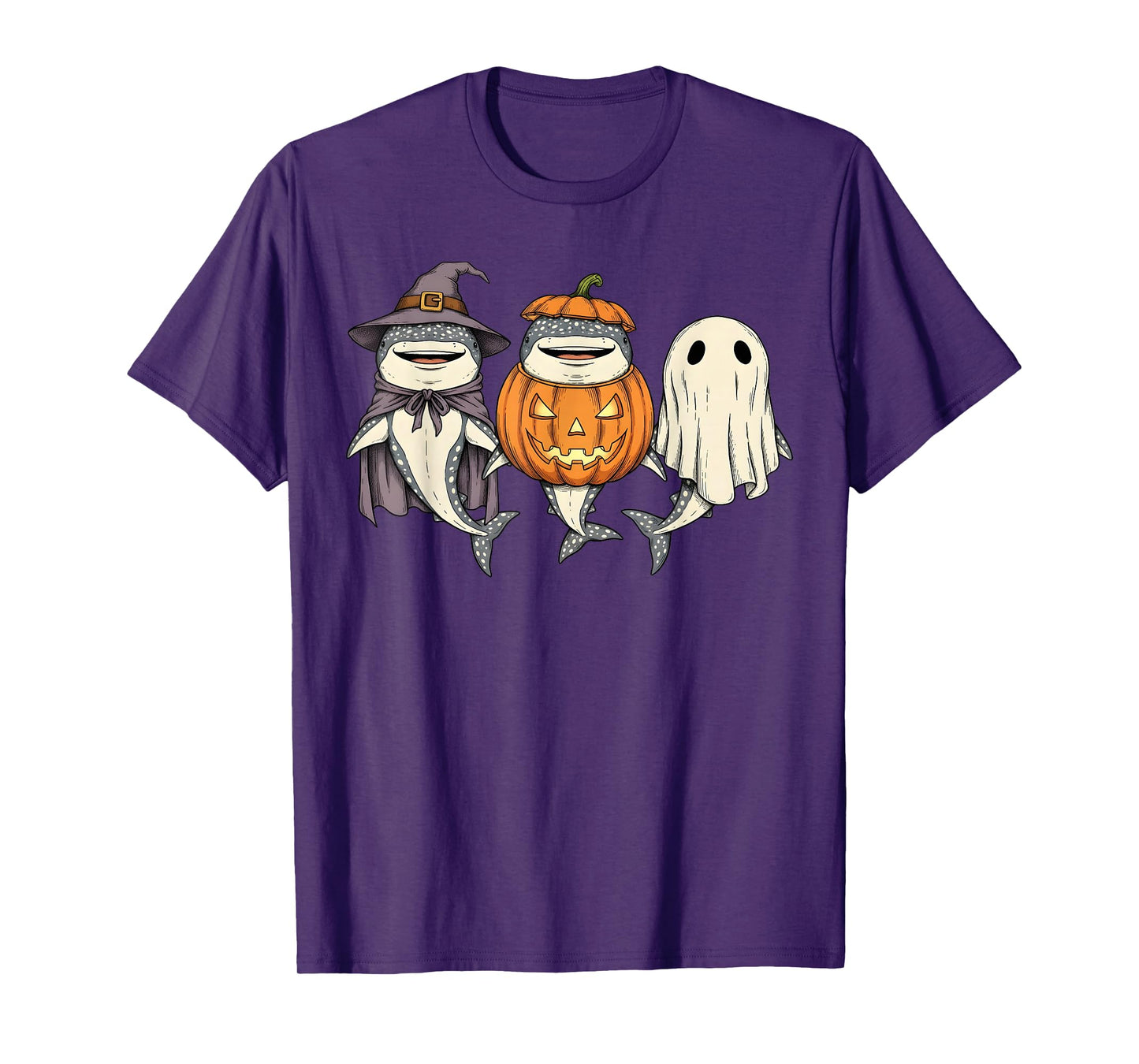 Spooky Whale Shark Lover Pumpkin Halloween Ghost T-Shirt
