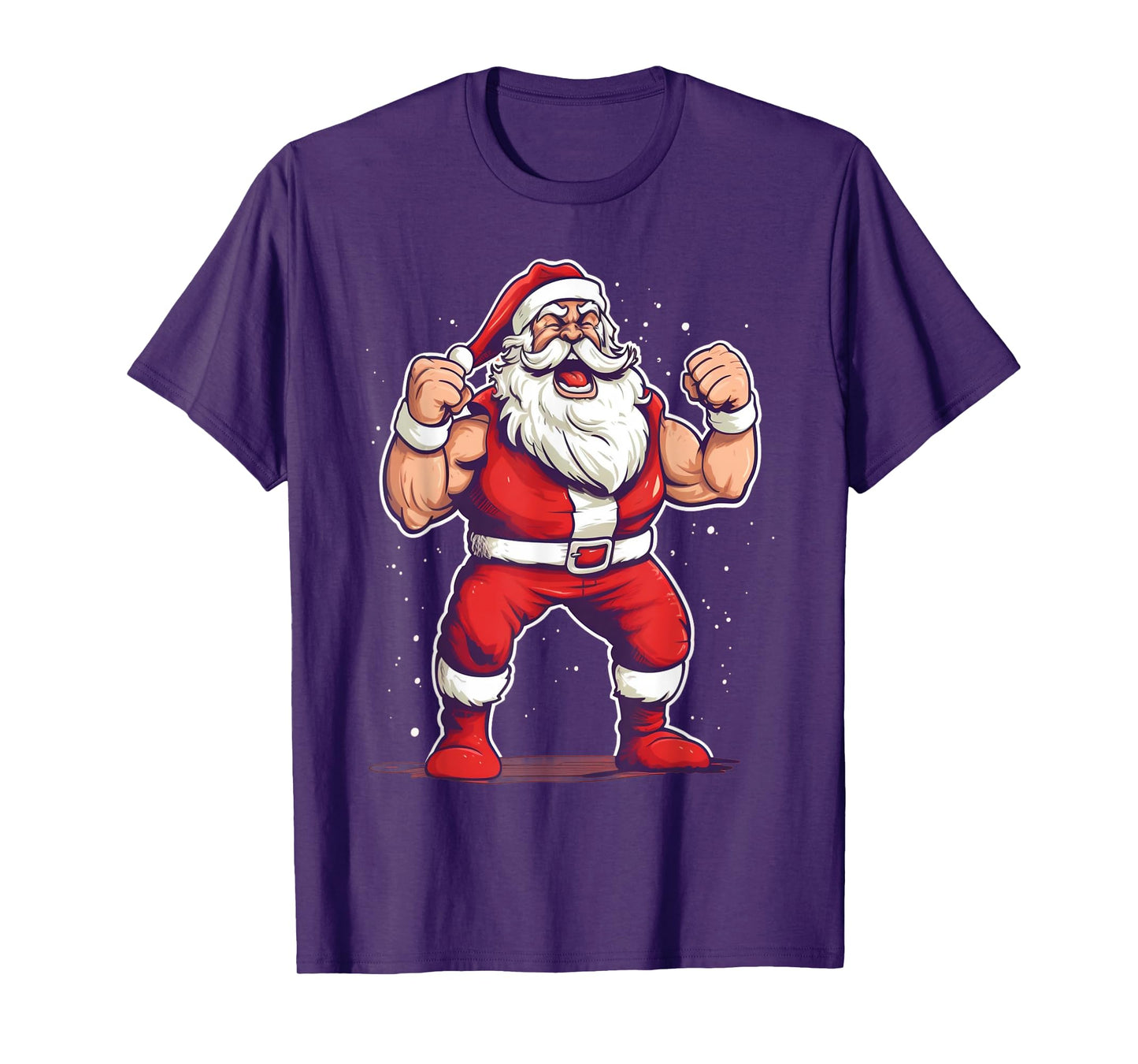 Wrestling Santa Funny Christmas Wrestler Workout Gym Xmas T-Shirt