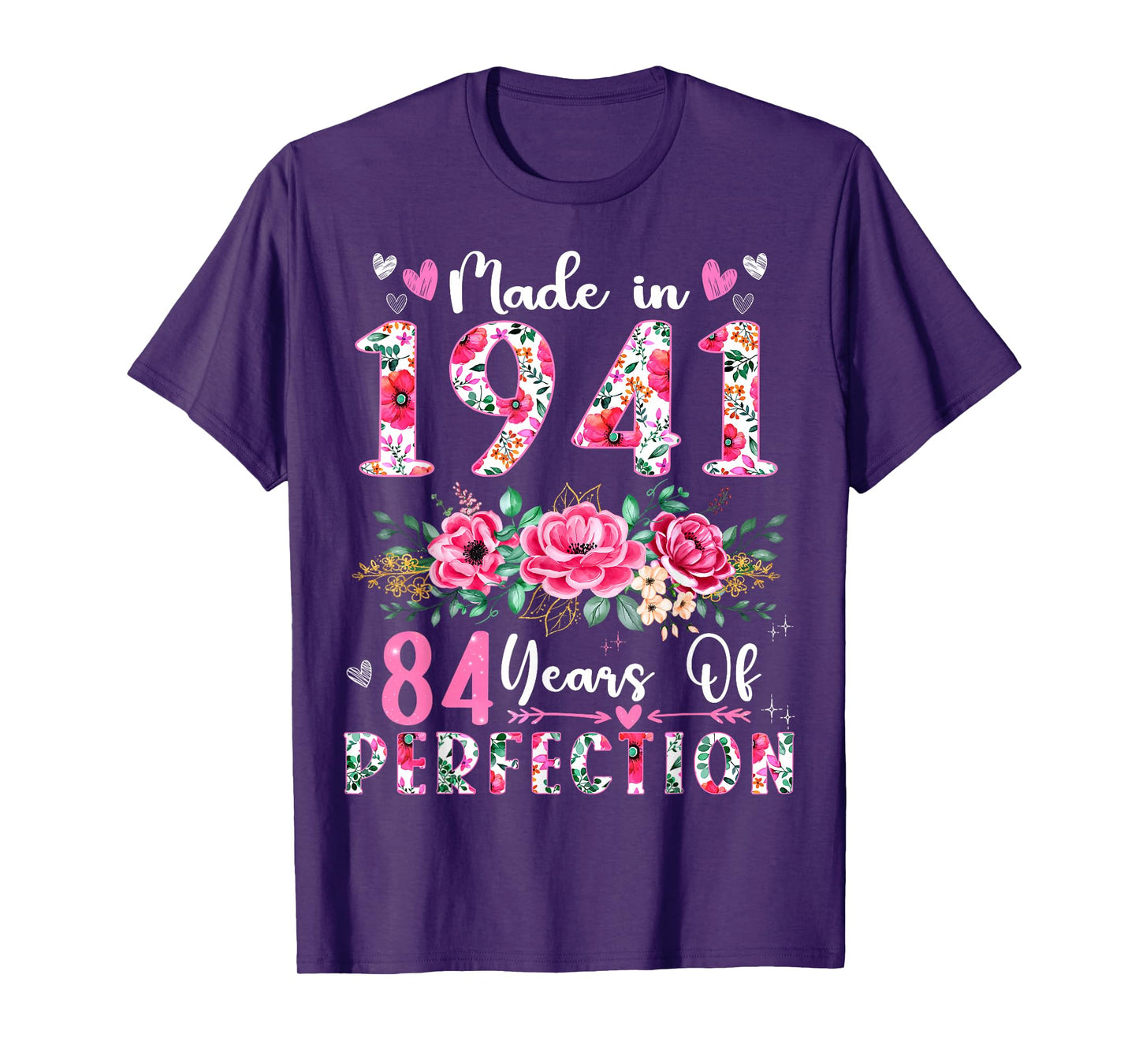 84 Year Old Made In 1941 Floral 84th Birthday Women T-Shirt