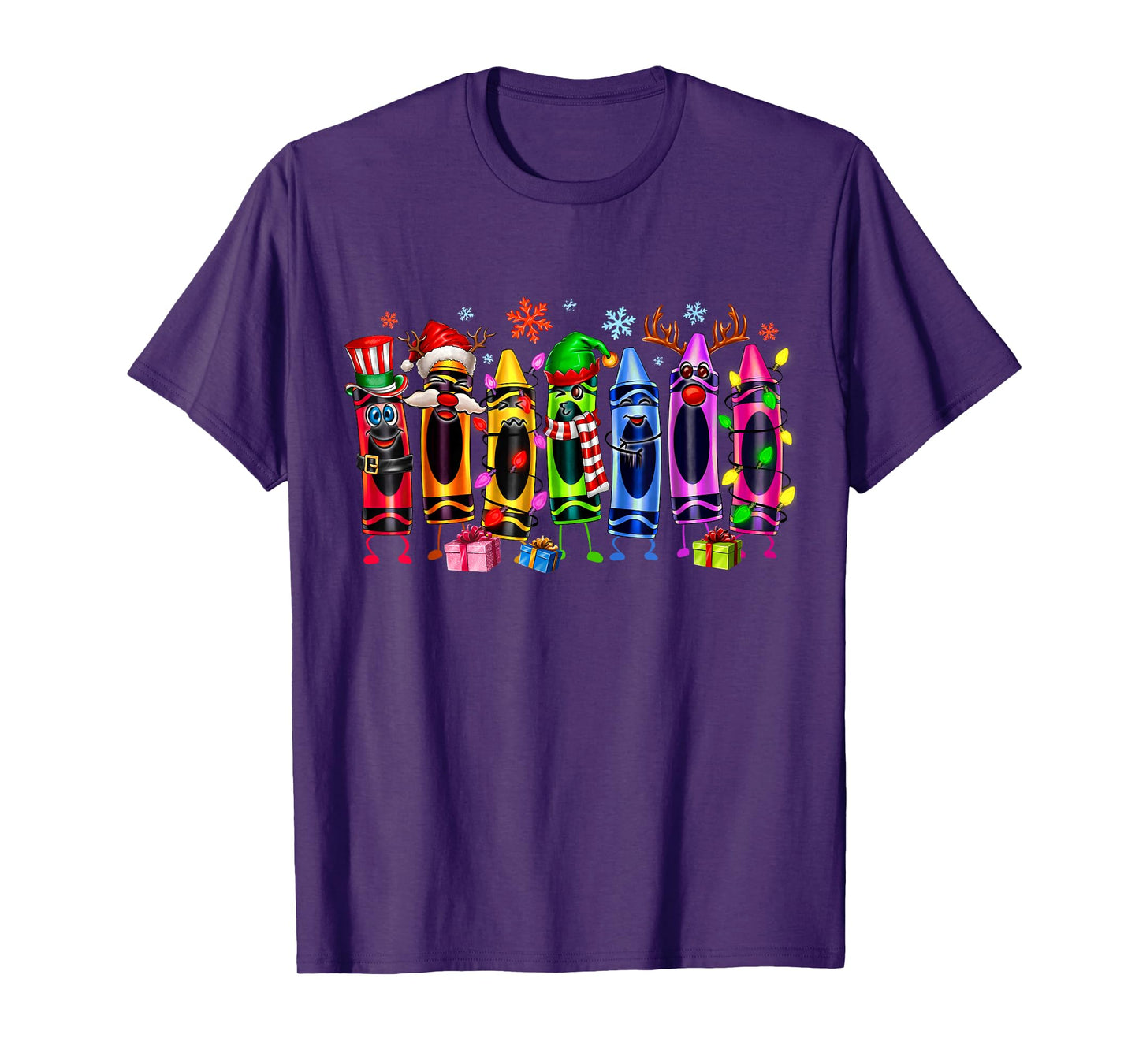 Christmas Tree Made of Crayons School Teacher Life Student T-Shirt