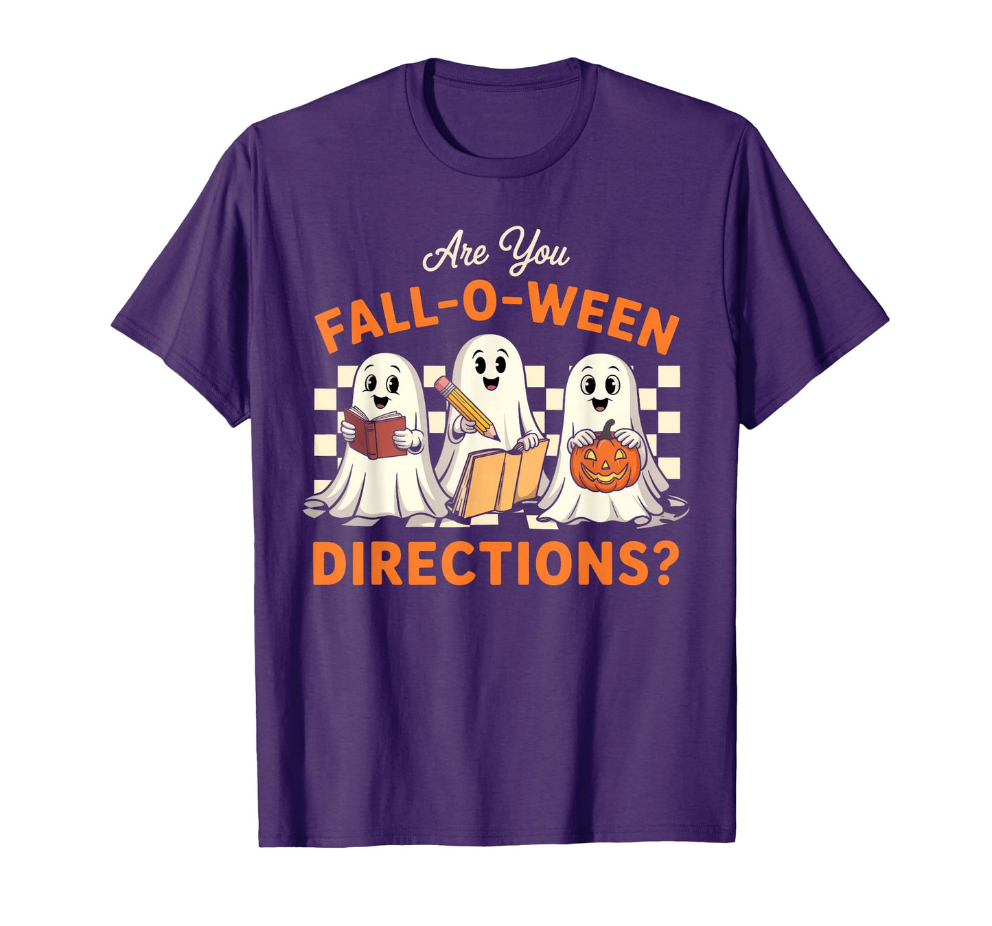 Retro are You Fall O Ween Directions Teacher Halloween Ghost T-Shirt