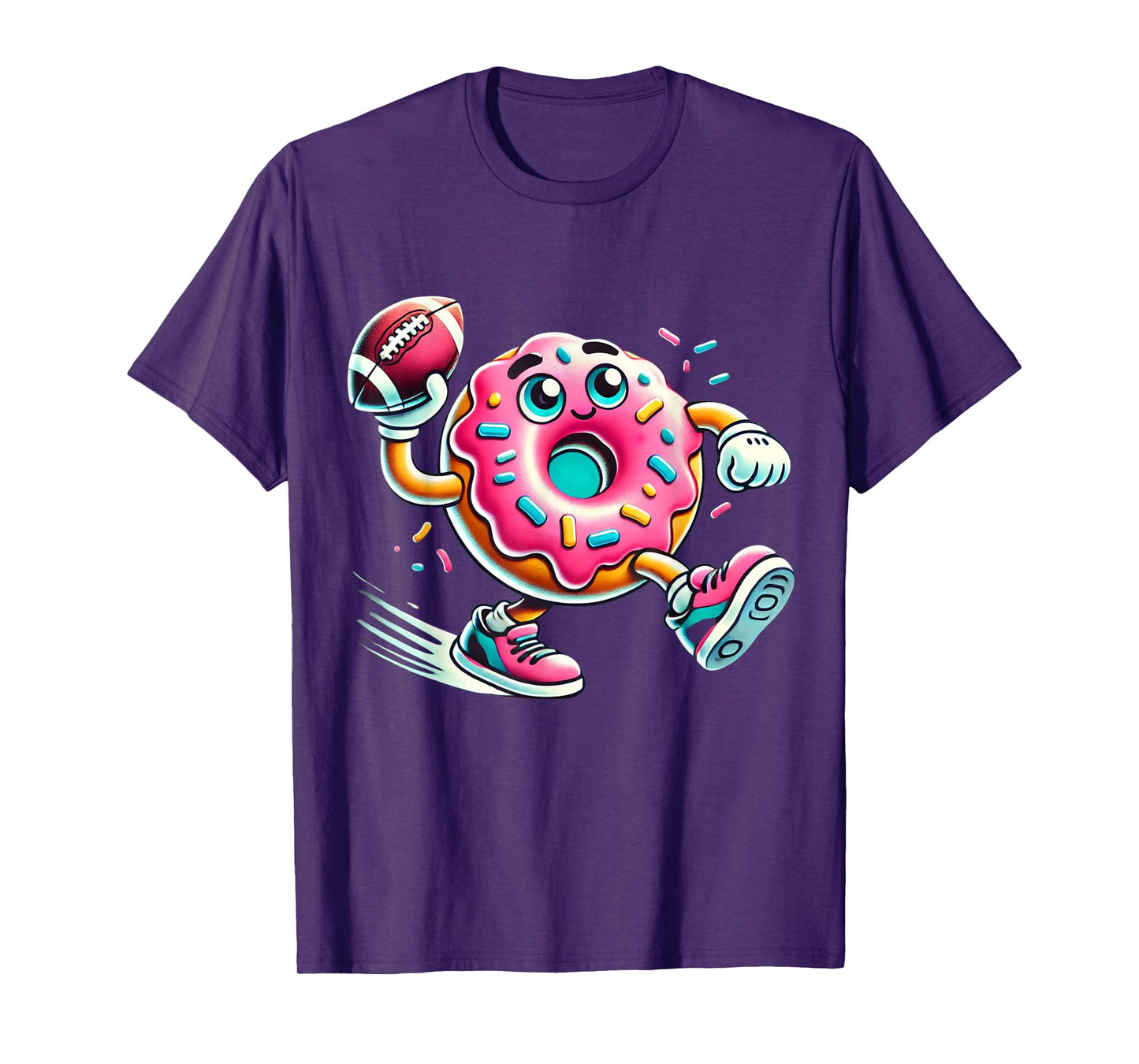 Funny Donut Playing Football Food Champ Sports Donut T-Shirt