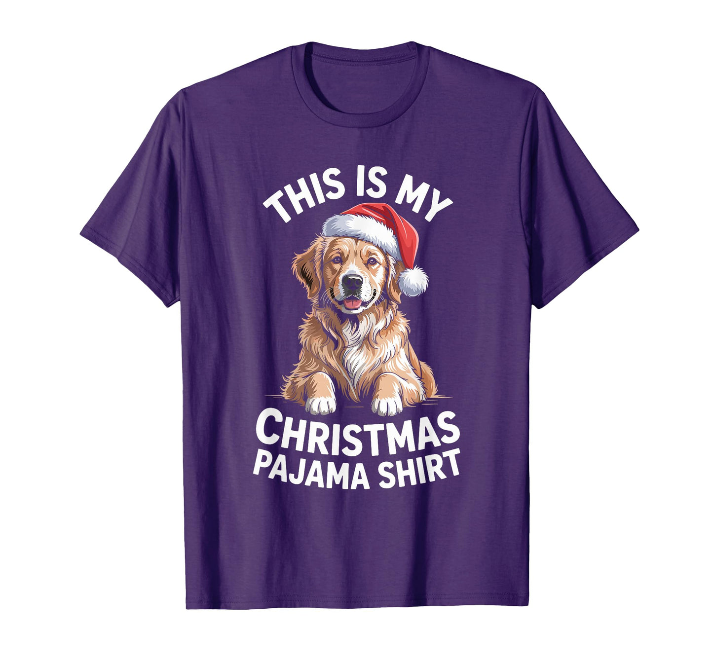 Golden Retriever Dog Santa Hat Christmas Pajama Men Women T-Shirt